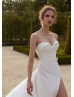 Sweetheart Ivory Satin Slit Modern Wedding Dress